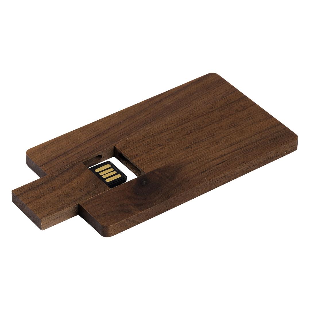CREDIT CARD WOOD, flash drive usb, bojë kafe, 8GB